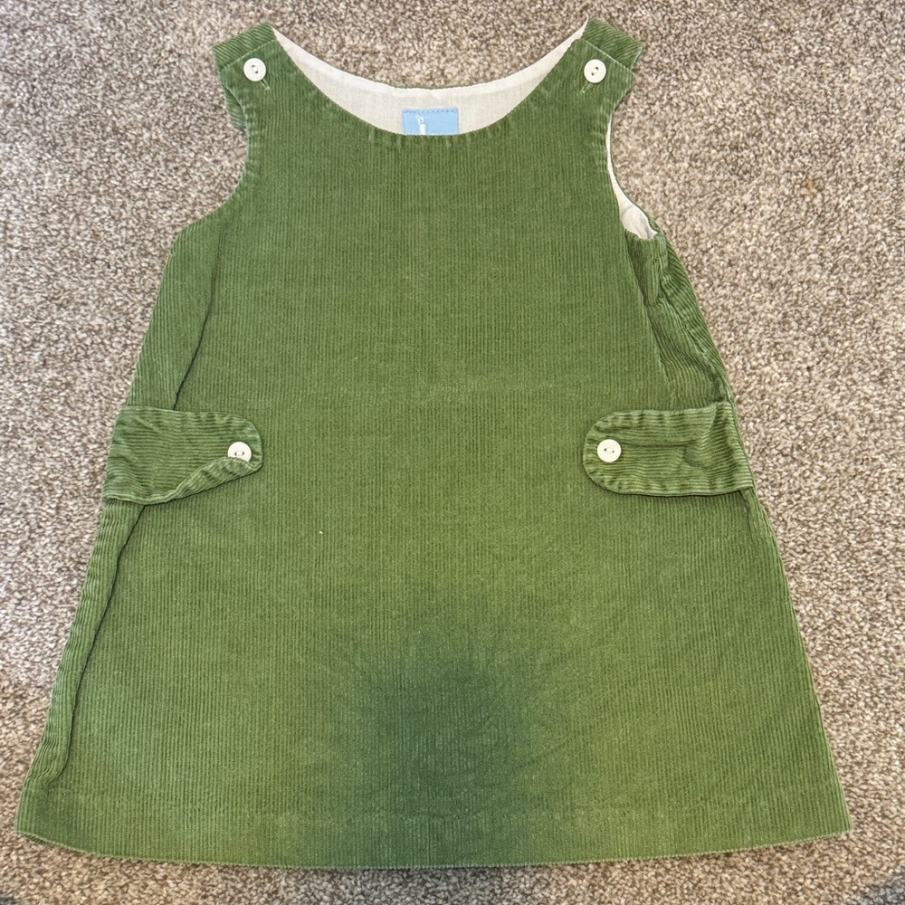 bella bliss Green Corduroy Kids Casual Dress